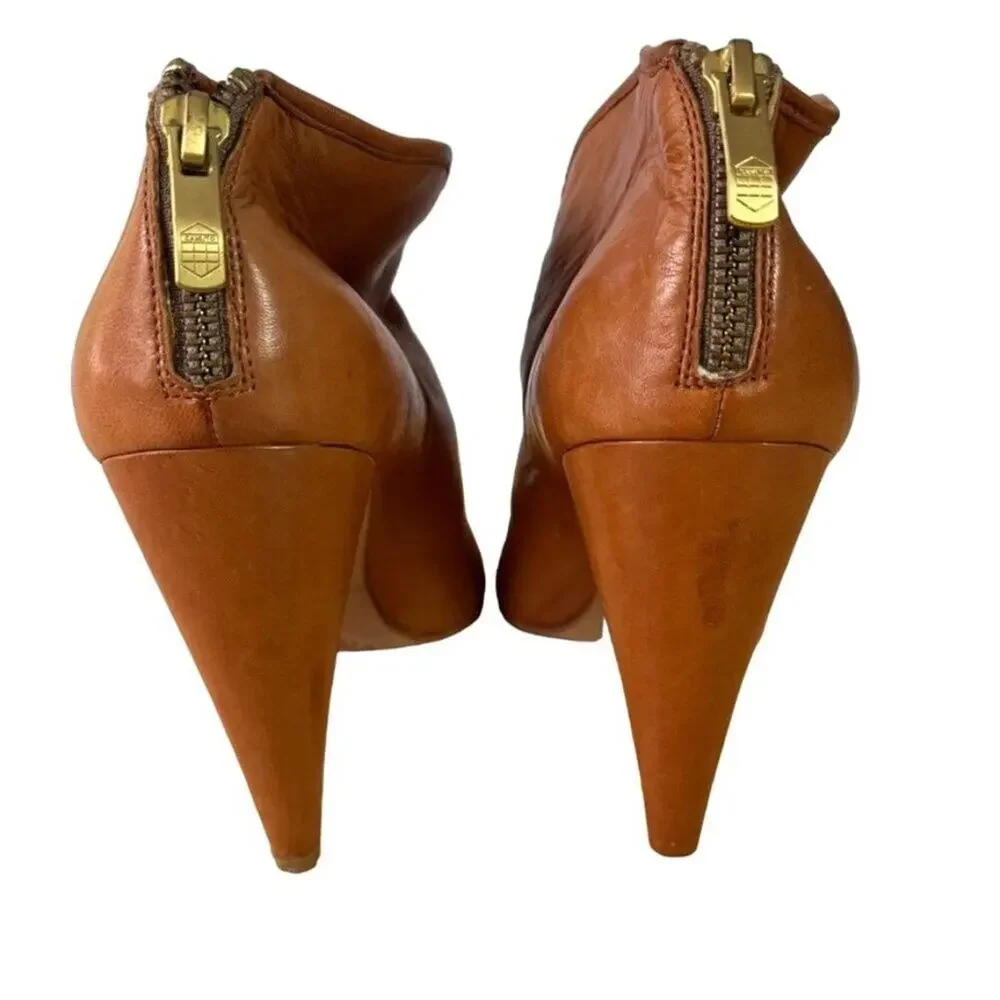 Vince Camuto Booties Womens Ambers Soft Leather Peep Toe Back Zipper Cone Heels